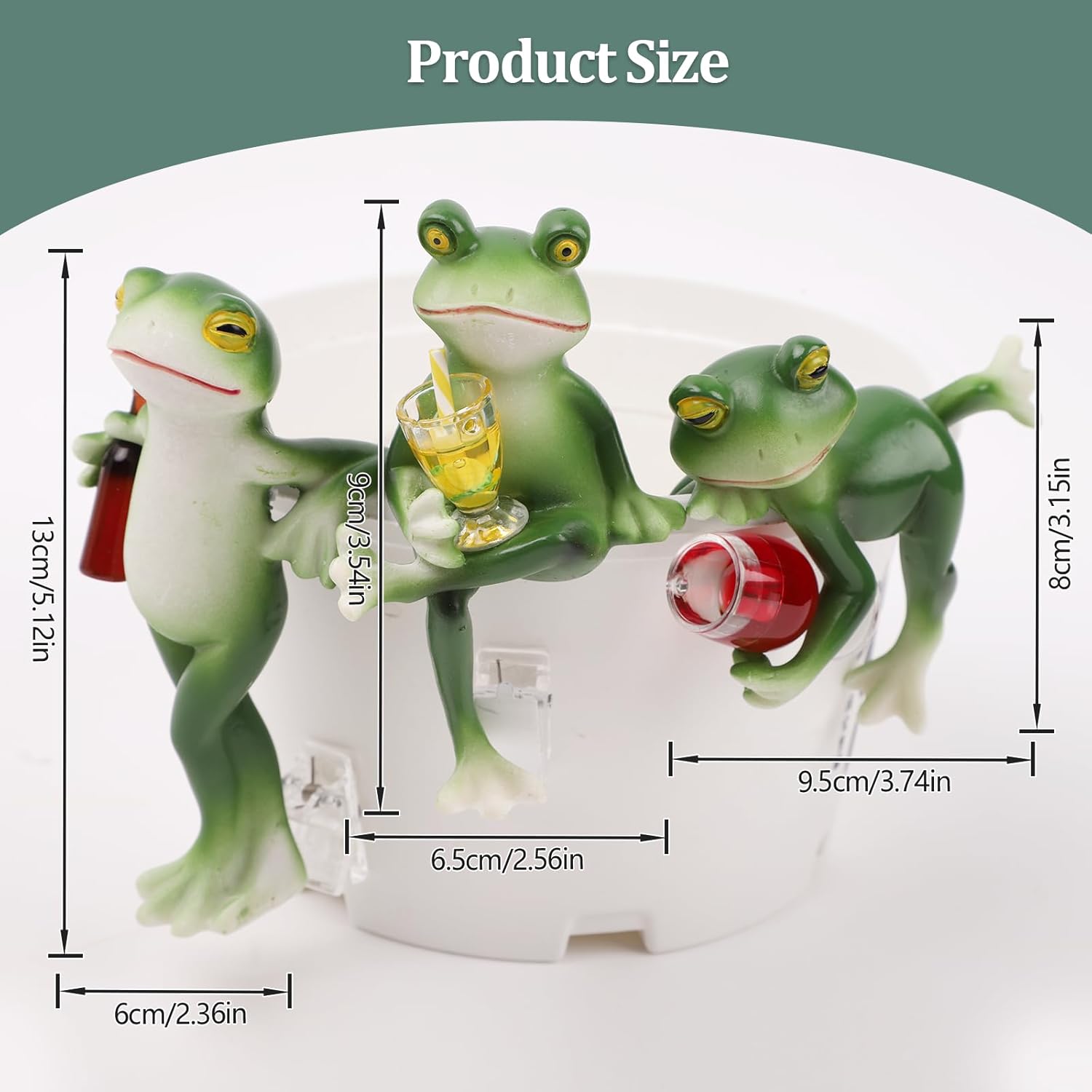 3PCS Tipsy Frog Pot Hugger, Frog Figurines for Garden Decor, Drinking Frogs Flower Pot Decoration