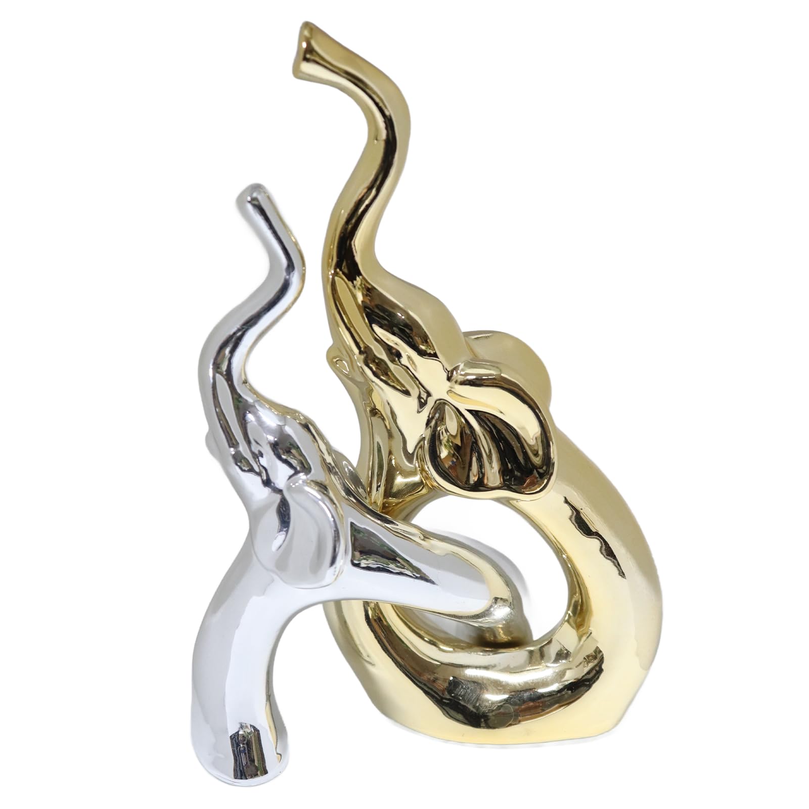 Zerzsy Set of 2 Statues Sculpture Decoration, Ceramics Modern Abstract Figurines, Gold & Silver Chained Statues for Home Living Room Bedroom Bookshelf Shelves Wedding Office Desk Table