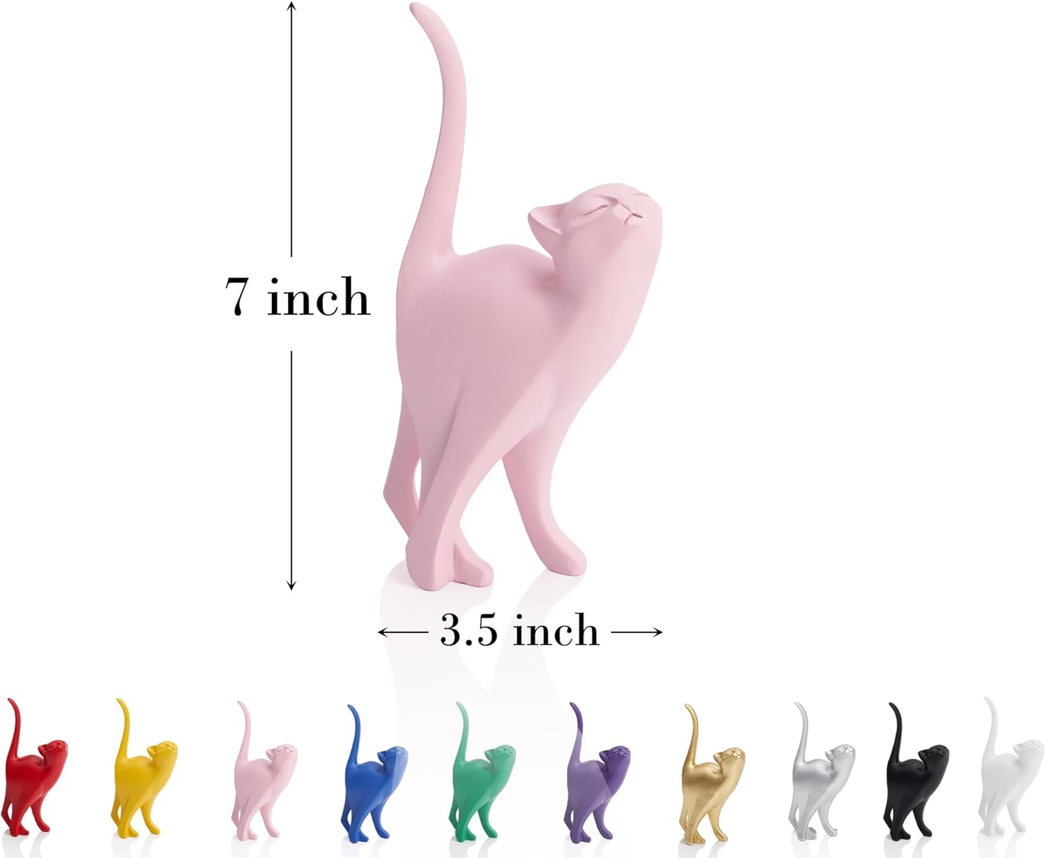 Pink Cat Statue Modern Abstract in Multiple Colors, Ideal Indoor Decor & Gift for Cat Lovers, Artistic Home Accents