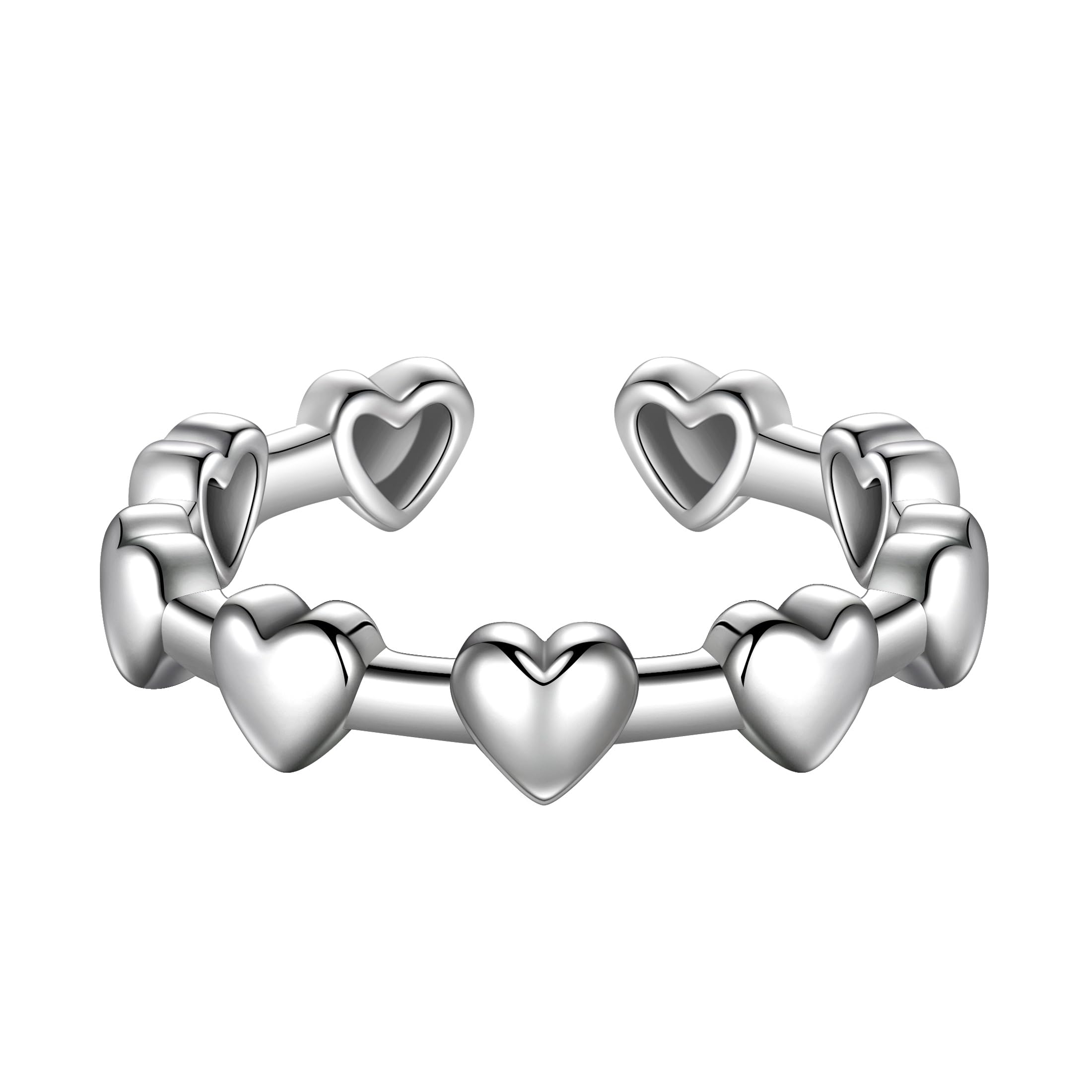 beautlace Love Heart Adjustable Rings Silver/Black Gun Plated Romantic Mini Heart Open Ring Jewelry for Men and Women KR0116