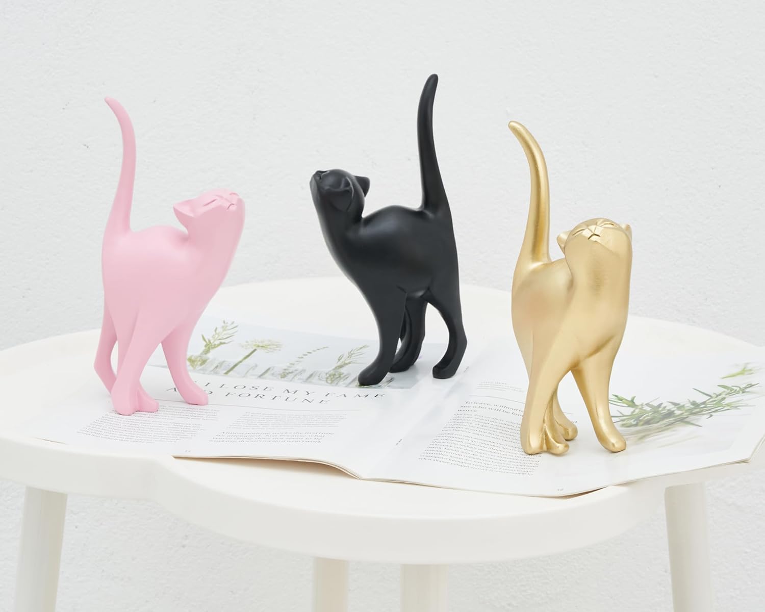 Pink Cat Statue Modern Abstract in Multiple Colors, Ideal Indoor Decor & Gift for Cat Lovers, Artistic Home Accents