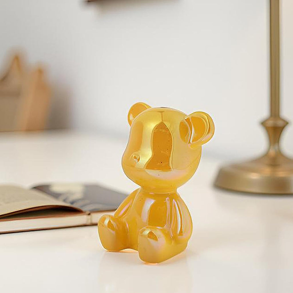 Home Decor Lucky Bear Figurine Tabletop Decor Animal Statue Ornaments Shelf Decorations Small Sculpture for Living Room Bedroom Office Desktop Cabinets