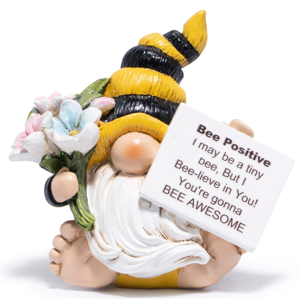 Hodao Positive Bee Motivational Home Decor Emotional Support Encouragement Gifts for Women - Stress Relief Figurine for Worked Women, Handmade Decor with Uplifting Message Office Desk (Red)