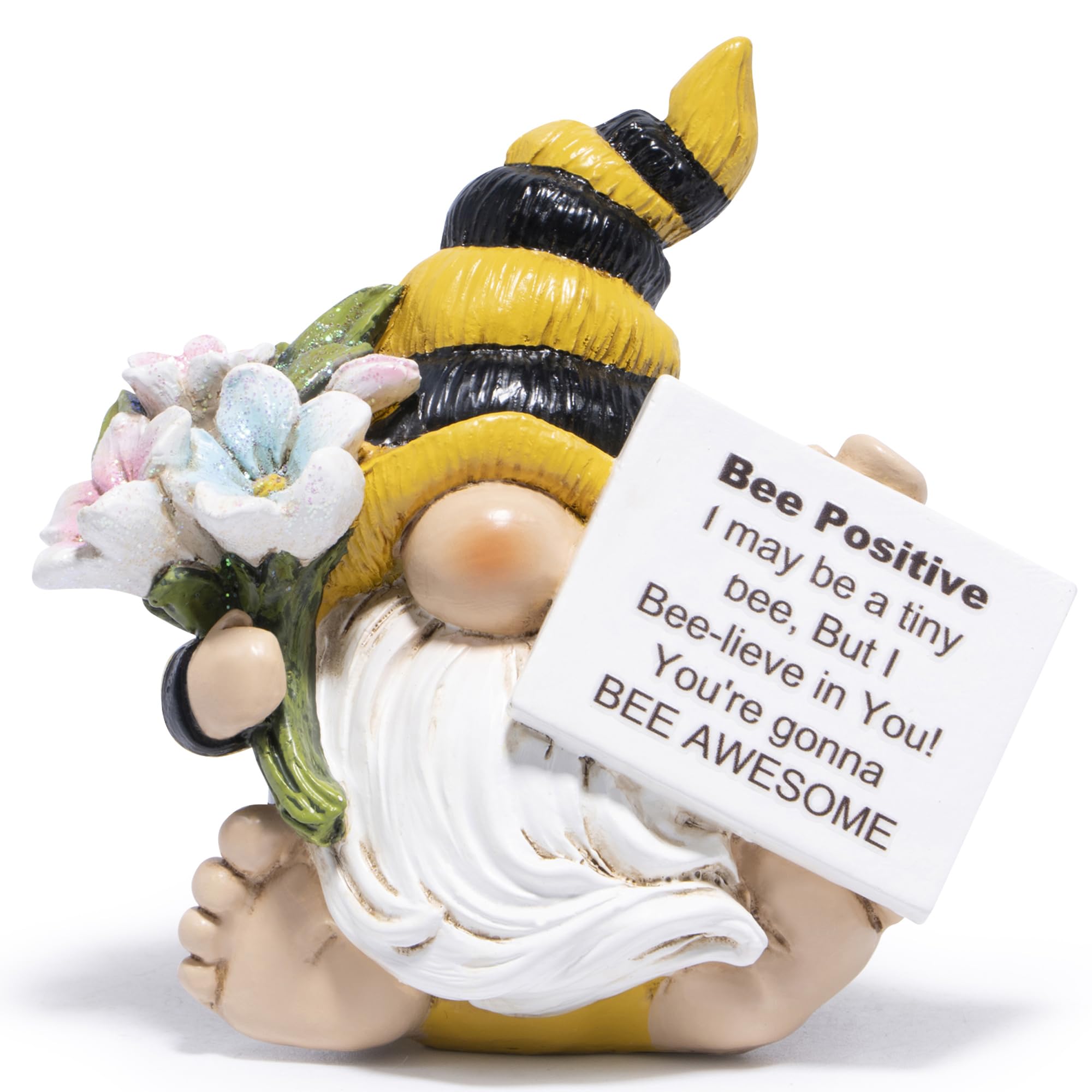 Hodao Positive Bee Motivational Home Decor Emotional Support Encouragement Gifts for Women - Stress Relief Figurine for Worked Women, Handmade Decor with Uplifting Message Office Desk (Red)