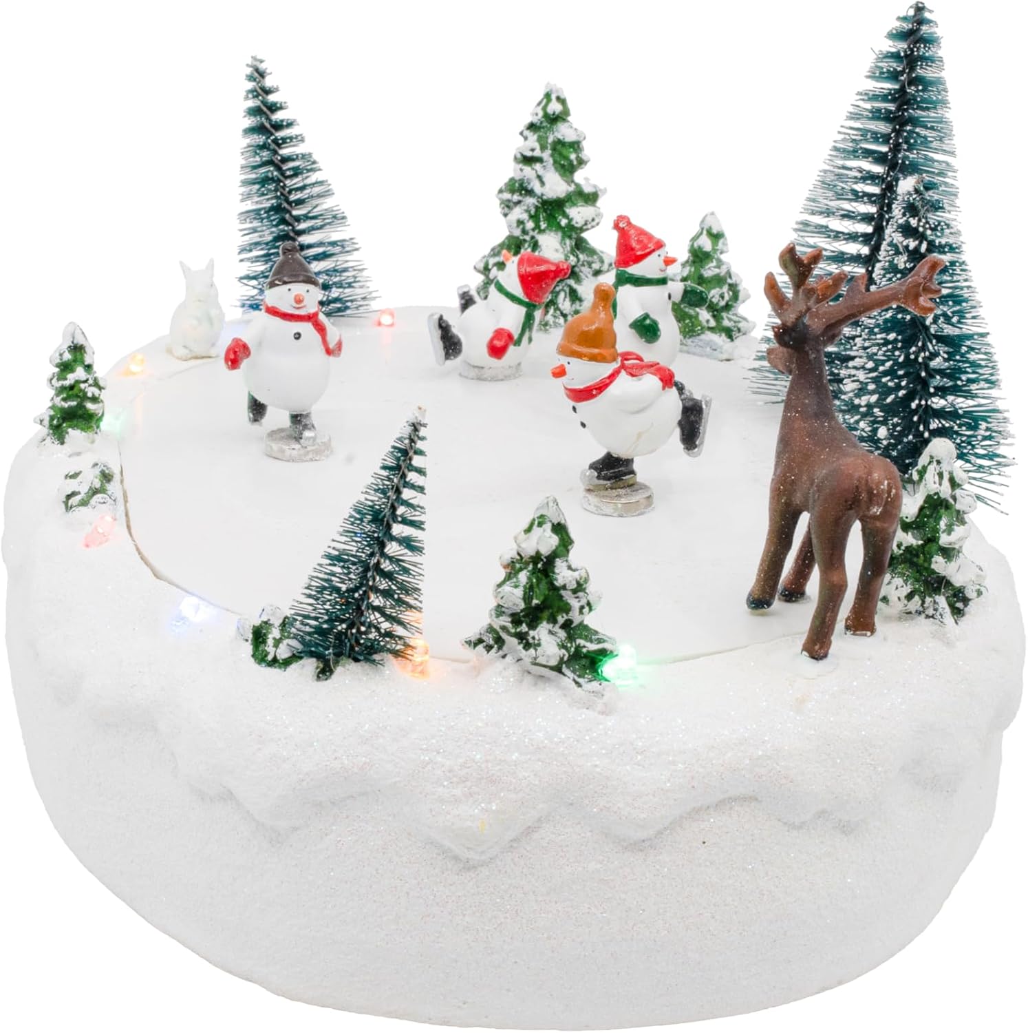 Snowmen Outdoor Skating Rink Park LED Lights Animated Christmas Village with Motion and Sound 10" x 7" x 5"