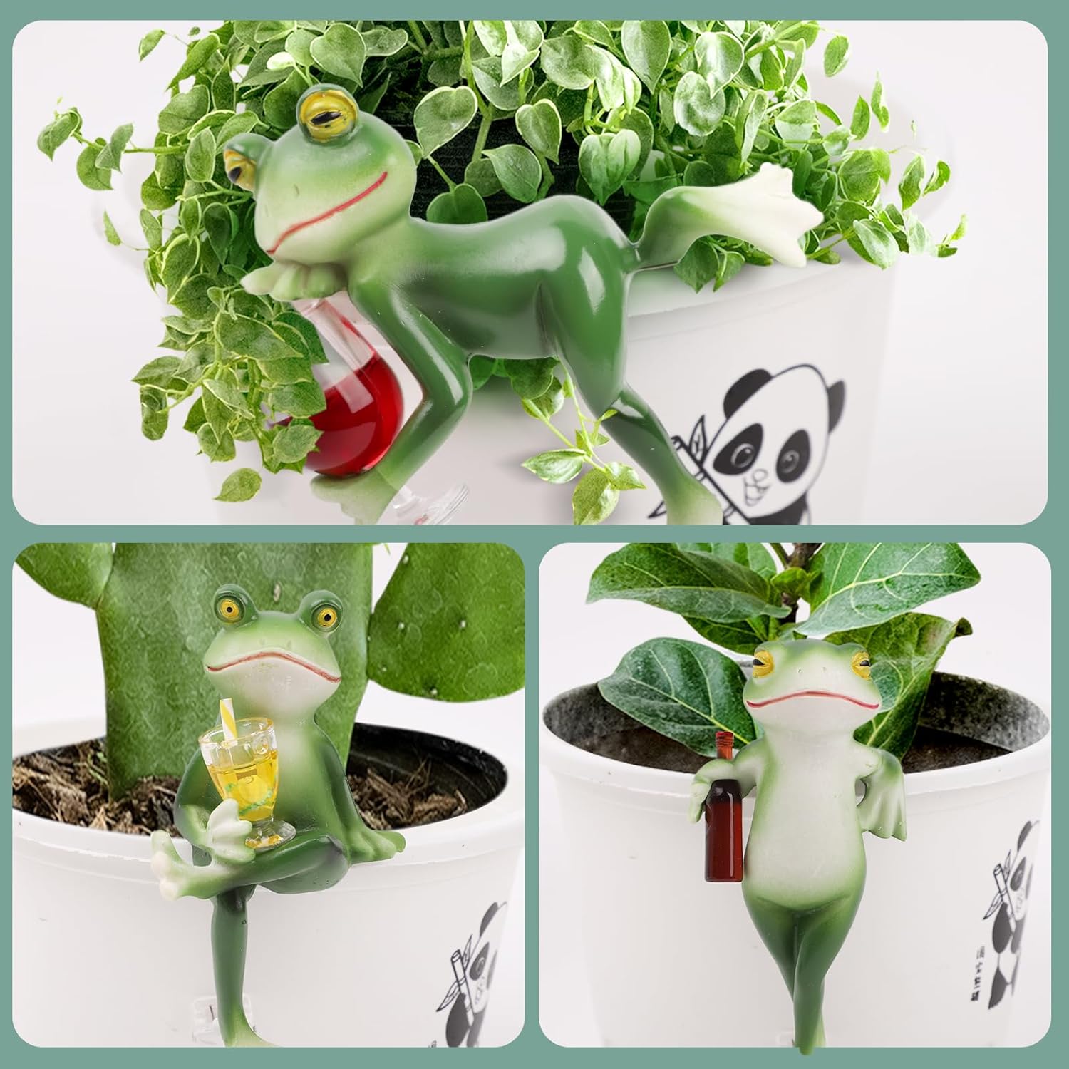 3PCS Tipsy Frog Pot Hugger, Frog Figurines for Garden Decor, Drinking Frogs Flower Pot Decoration