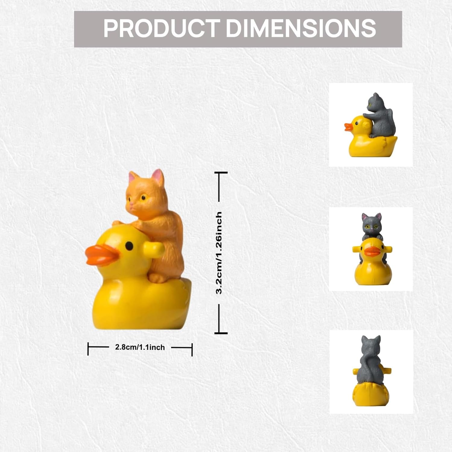 5Pcs Little Cute Cat Riding The Ducks Figurine for Office Desk Figurine for Nightstand Garden Fairy Accessories and Home Decoration Gift for Cat Lovers