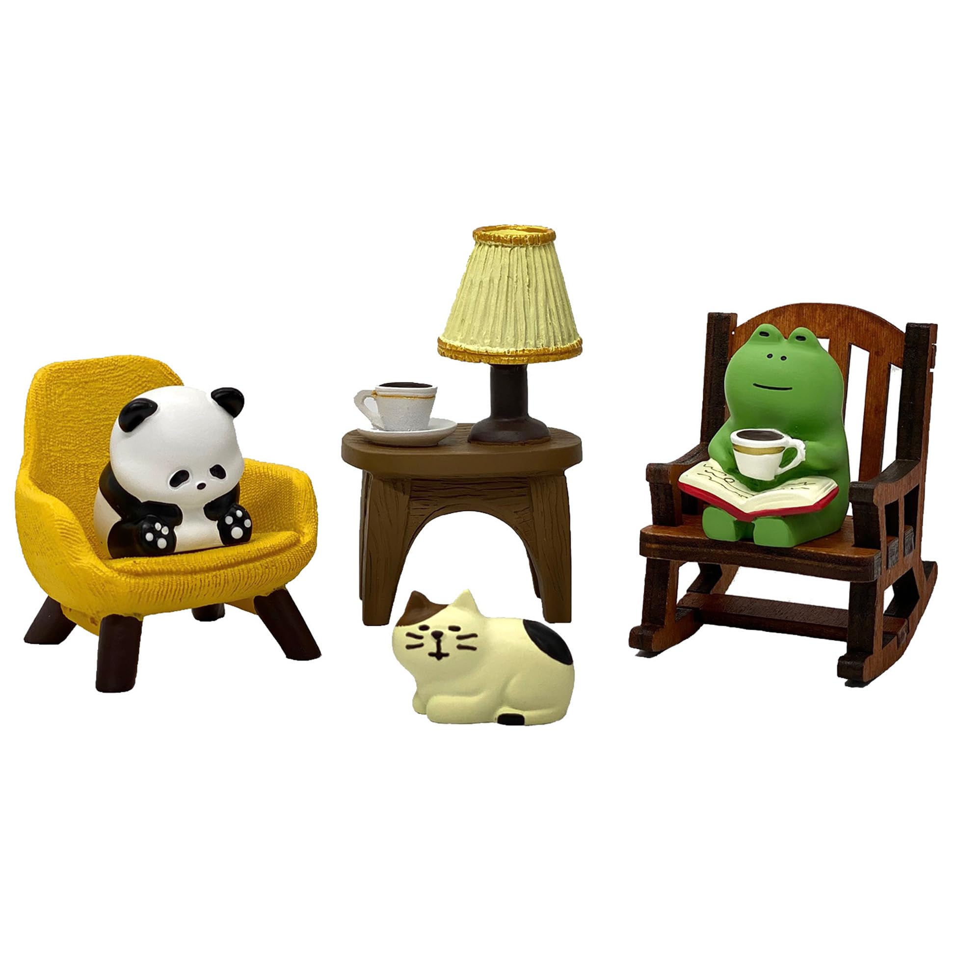 Miniature Frog Figurines, Cute Frog Desk Accessories for Desk Decor, Funny Gifts for Garden Decor, Mini Resin Animal Garden Statues (Panda)