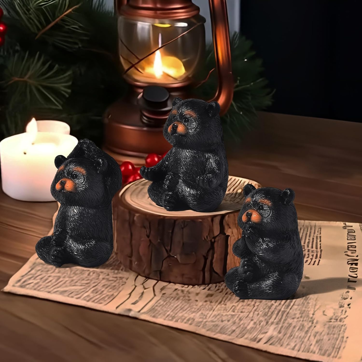 3 Pack Yoga Bear Statue，Mini Collectible Figurines，Living Room Shelf Office Desk Decor, Exercise Meditation Accessories, Yoga Gifts for Women