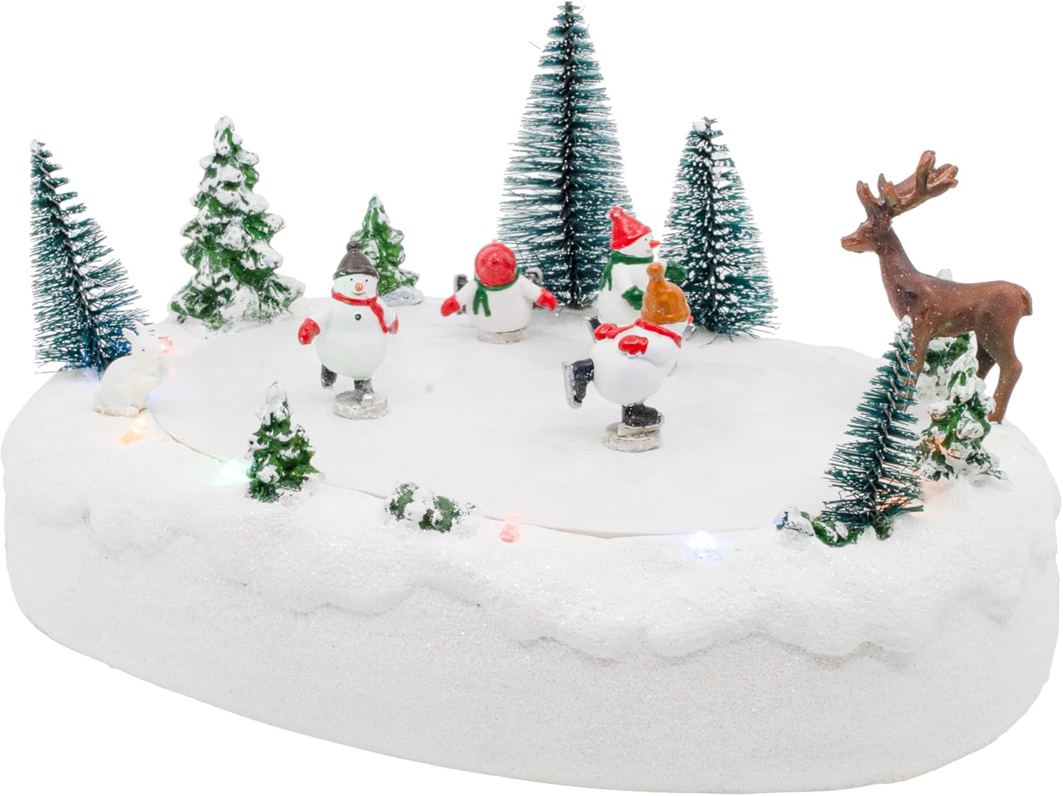 Snowmen Outdoor Skating Rink Park LED Lights Animated Christmas Village with Motion and Sound 10" x 7" x 5"