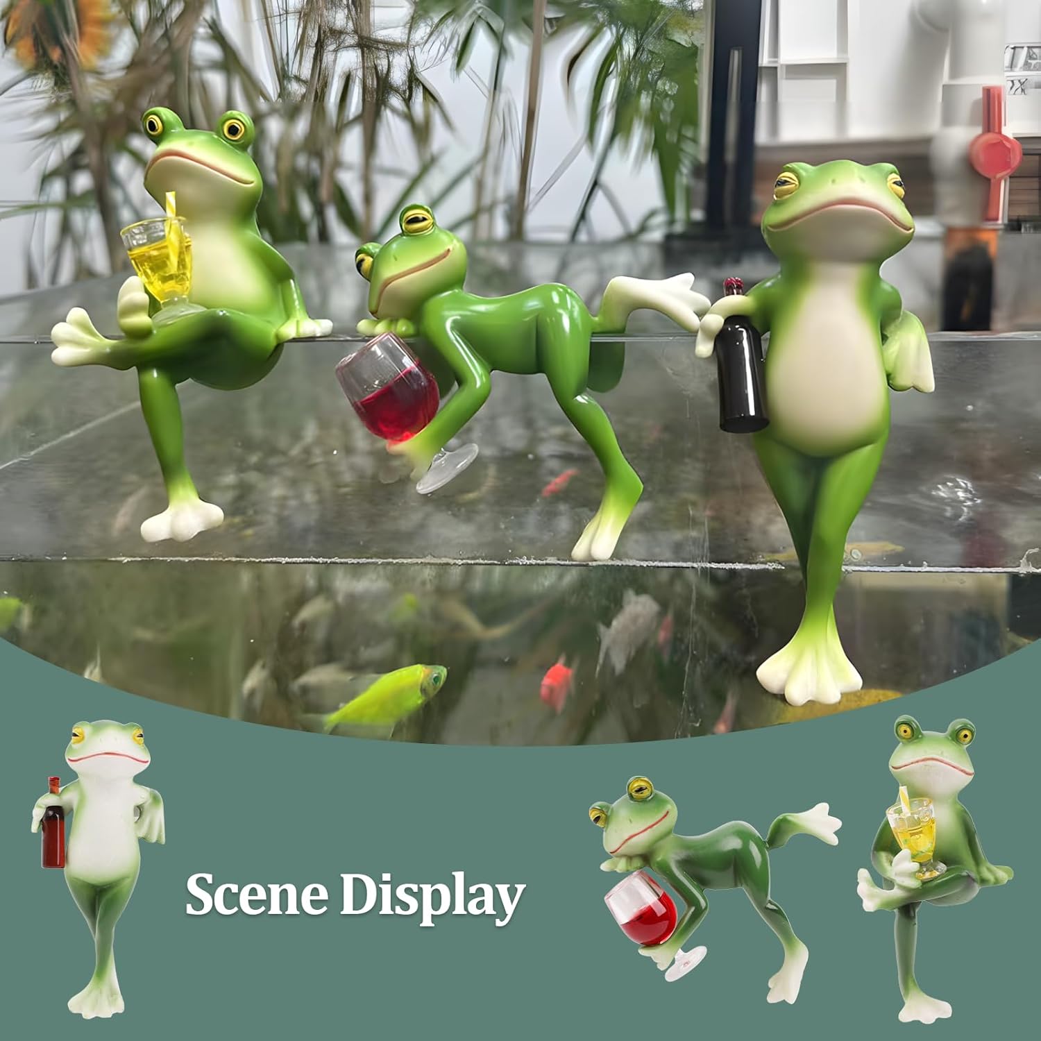 3PCS Tipsy Frog Pot Hugger, Frog Figurines for Garden Decor, Drinking Frogs Flower Pot Decoration
