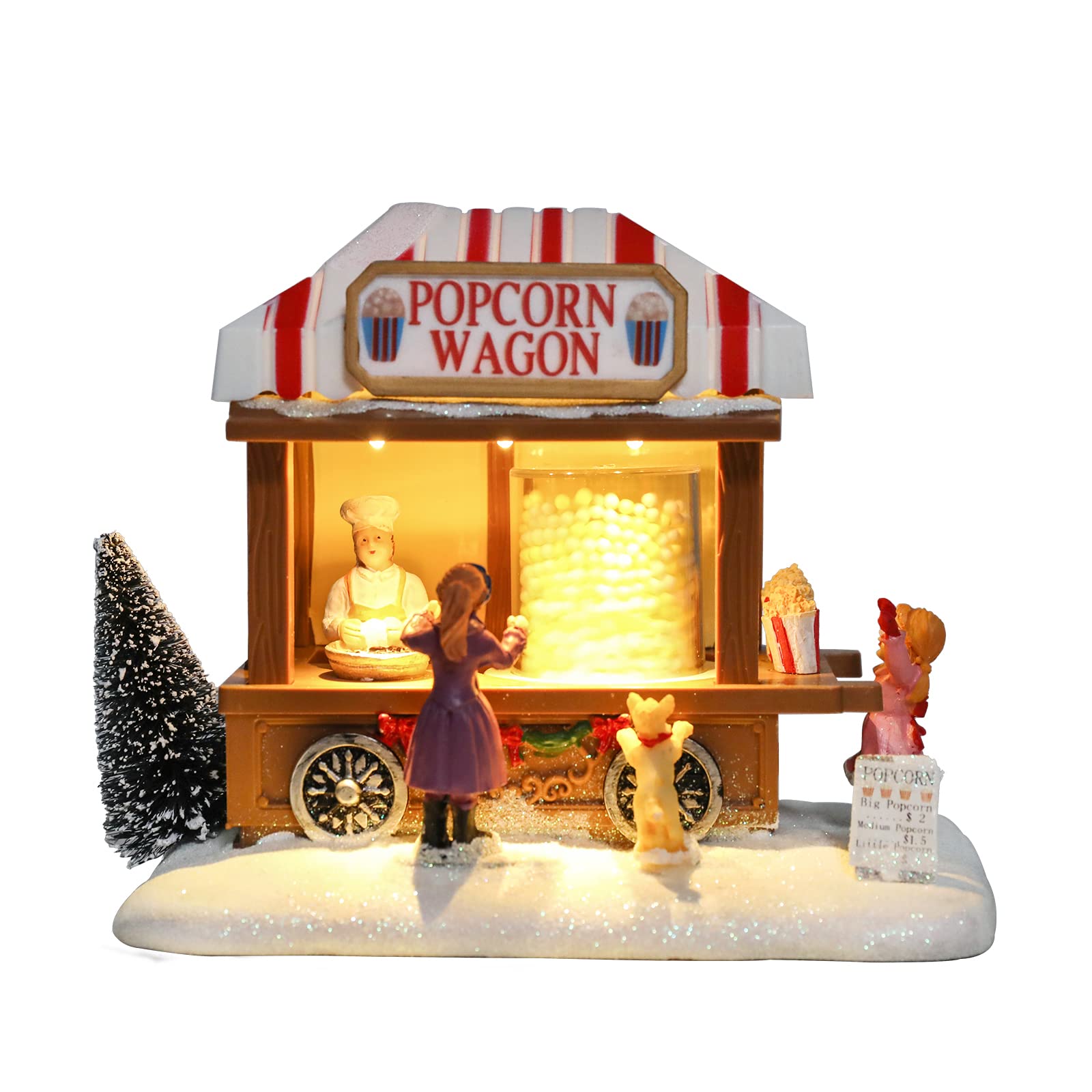 DREAM GARDEN Christmas Village House, Gingerbread House with Moving Train and Christmas Tree Battery Operated Musical Collectible Buildings with LED Lights for Home Table Holiday Display
