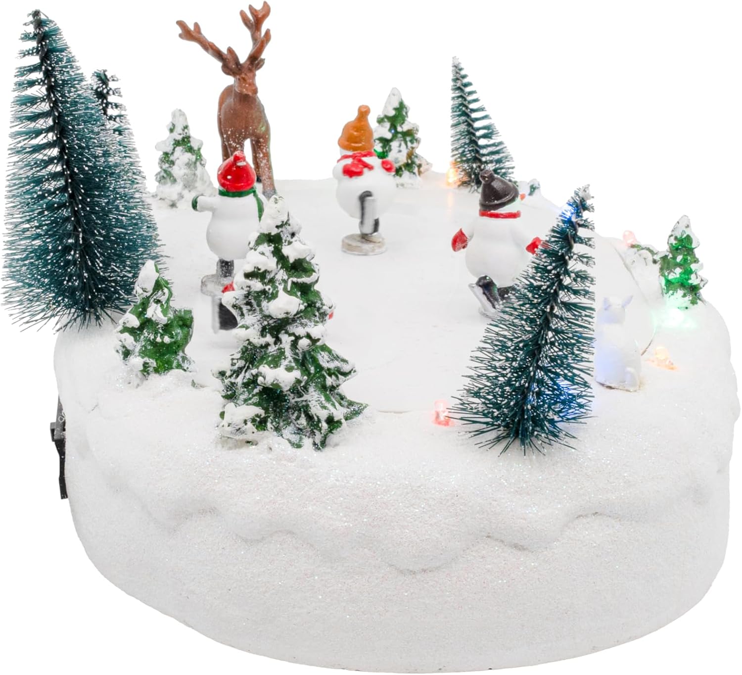 Snowmen Outdoor Skating Rink Park LED Lights Animated Christmas Village with Motion and Sound 10" x 7" x 5"
