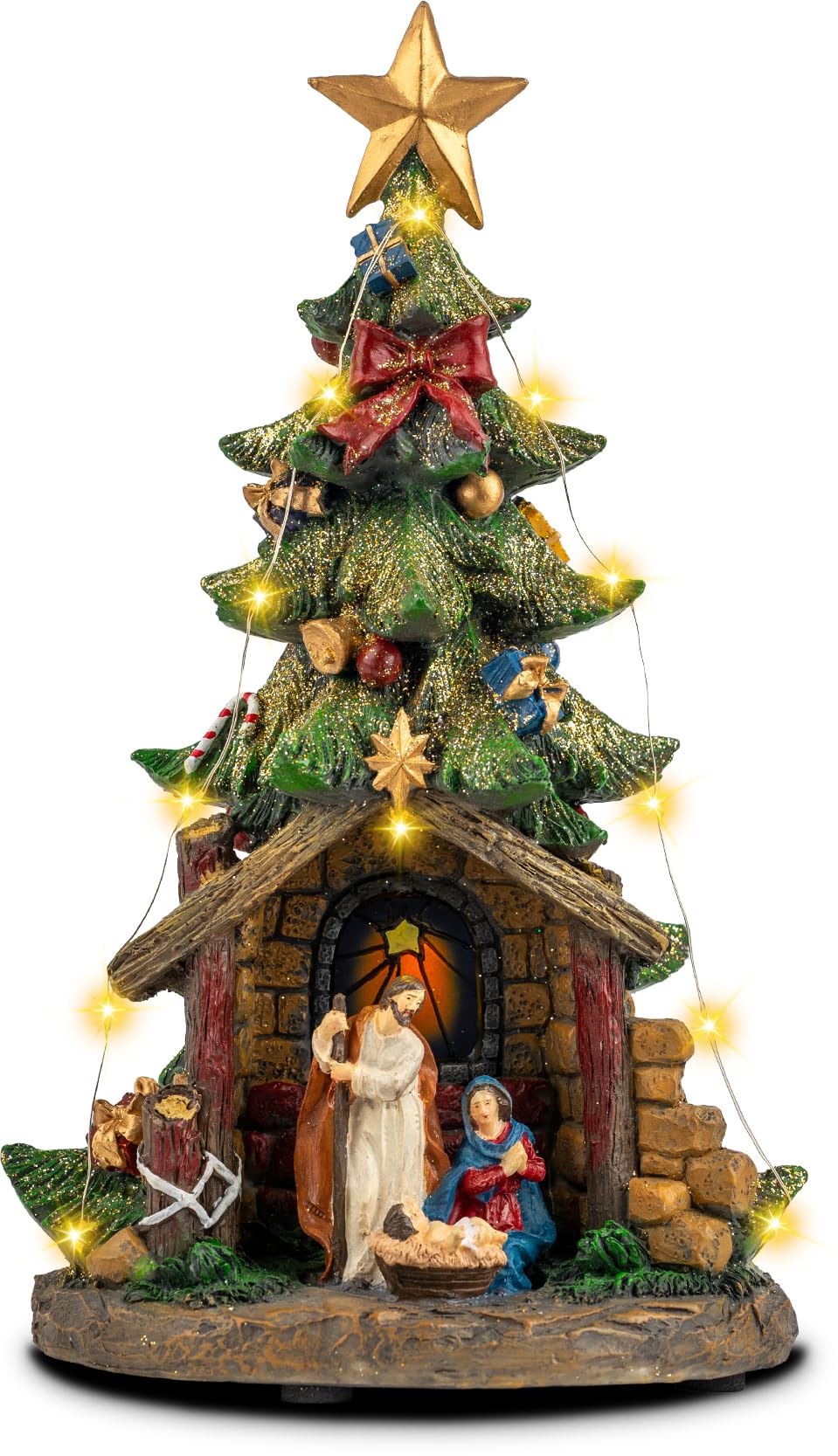Animated Musical Christmas Village Figurines Christmas Collectibles Statues Church Building and Snowman with Rotating Train LED Lights, Battery & USB Home Decor Gifts Festive Holiday Decorations