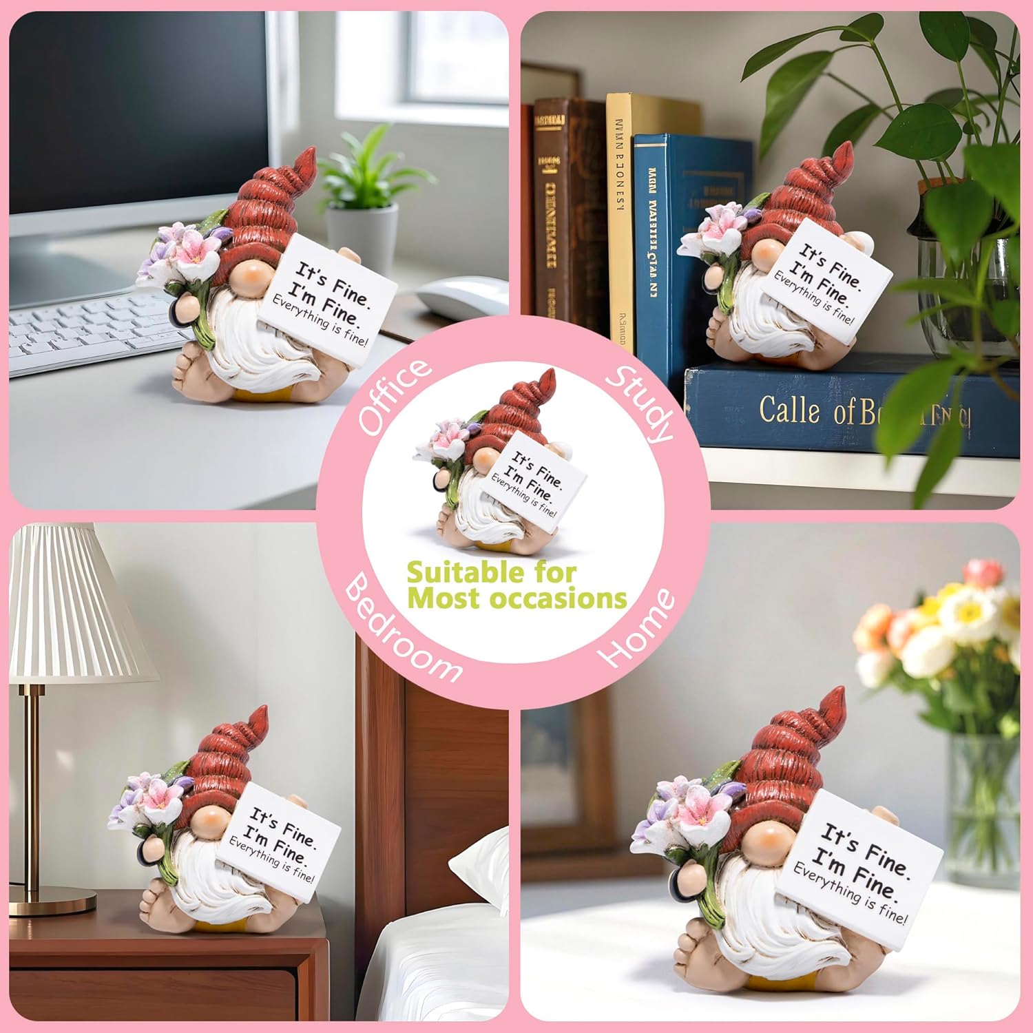 Hodao Positive Bee Motivational Home Decor Emotional Support Encouragement Gifts for Women - Stress Relief Figurine for Worked Women, Handmade Decor with Uplifting Message Office Desk (Red)