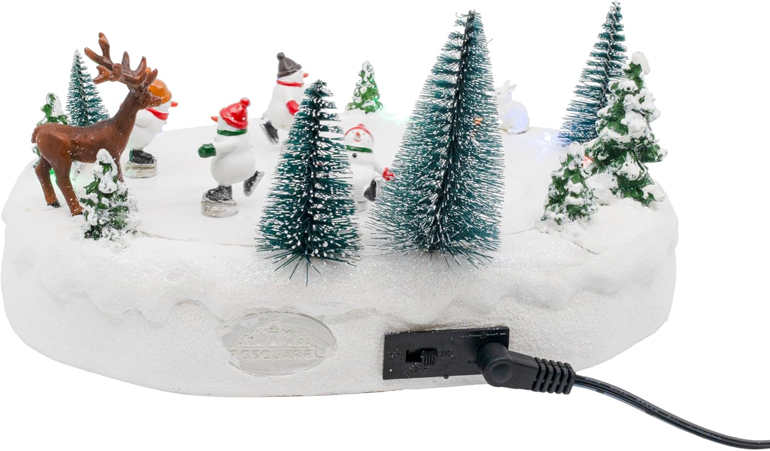 Snowmen Outdoor Skating Rink Park LED Lights Animated Christmas Village with Motion and Sound 10" x 7" x 5"