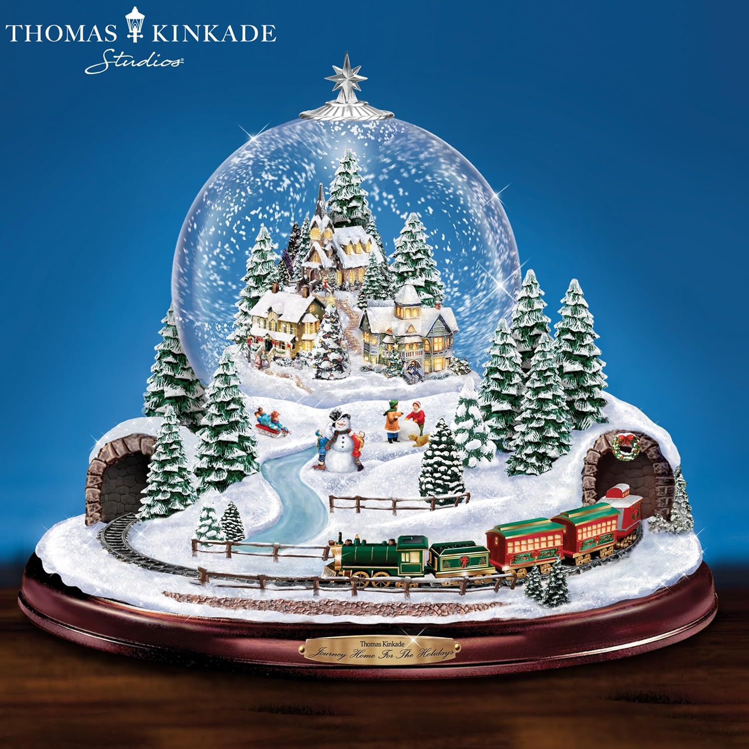 The Bradford Exchange Thomas Kinkade Village Snowglobe: Lights, Music and Motion