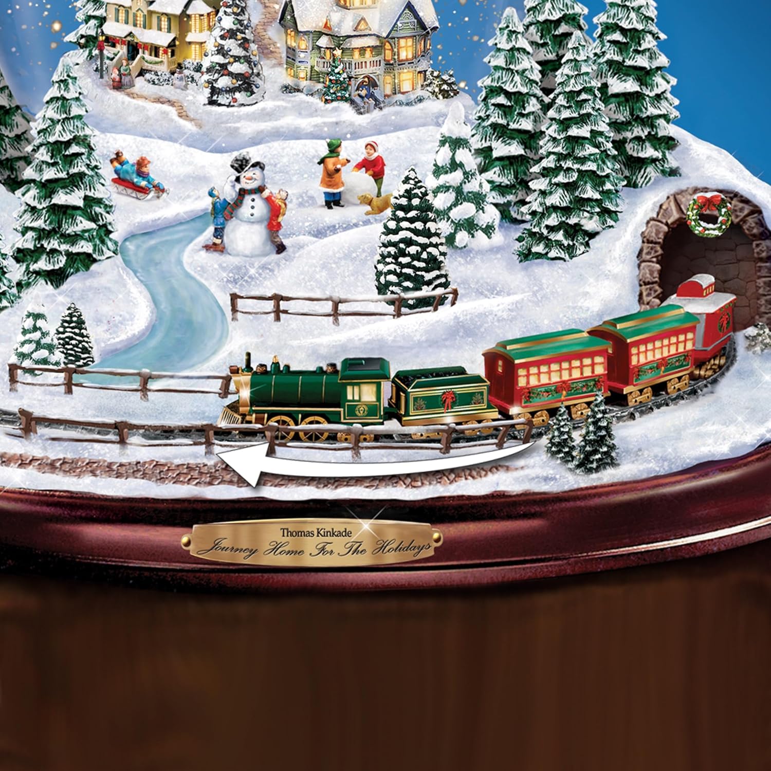 The Bradford Exchange Thomas Kinkade Village Snowglobe: Lights, Music and Motion