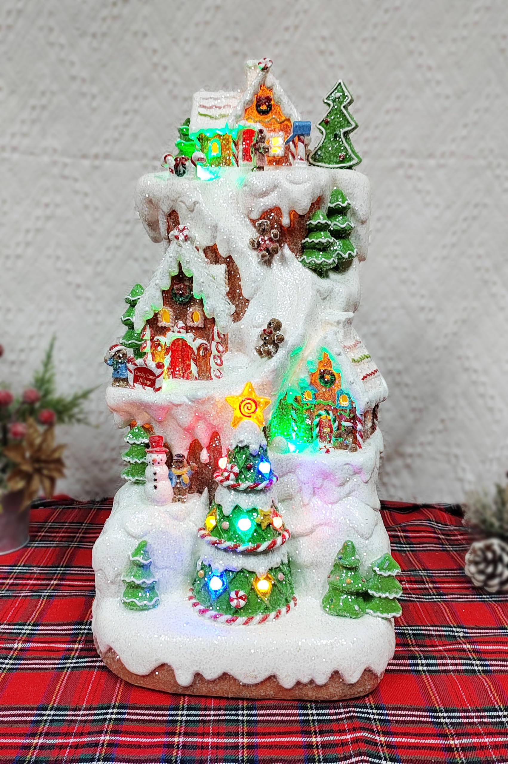 MOMENTS IN TIME 20.5“H Ski Resort Mountain Resin Christmas Village Buildings, Featuring LED Lights, Christmas Music, and Animated Train - Power Adapter (Included)